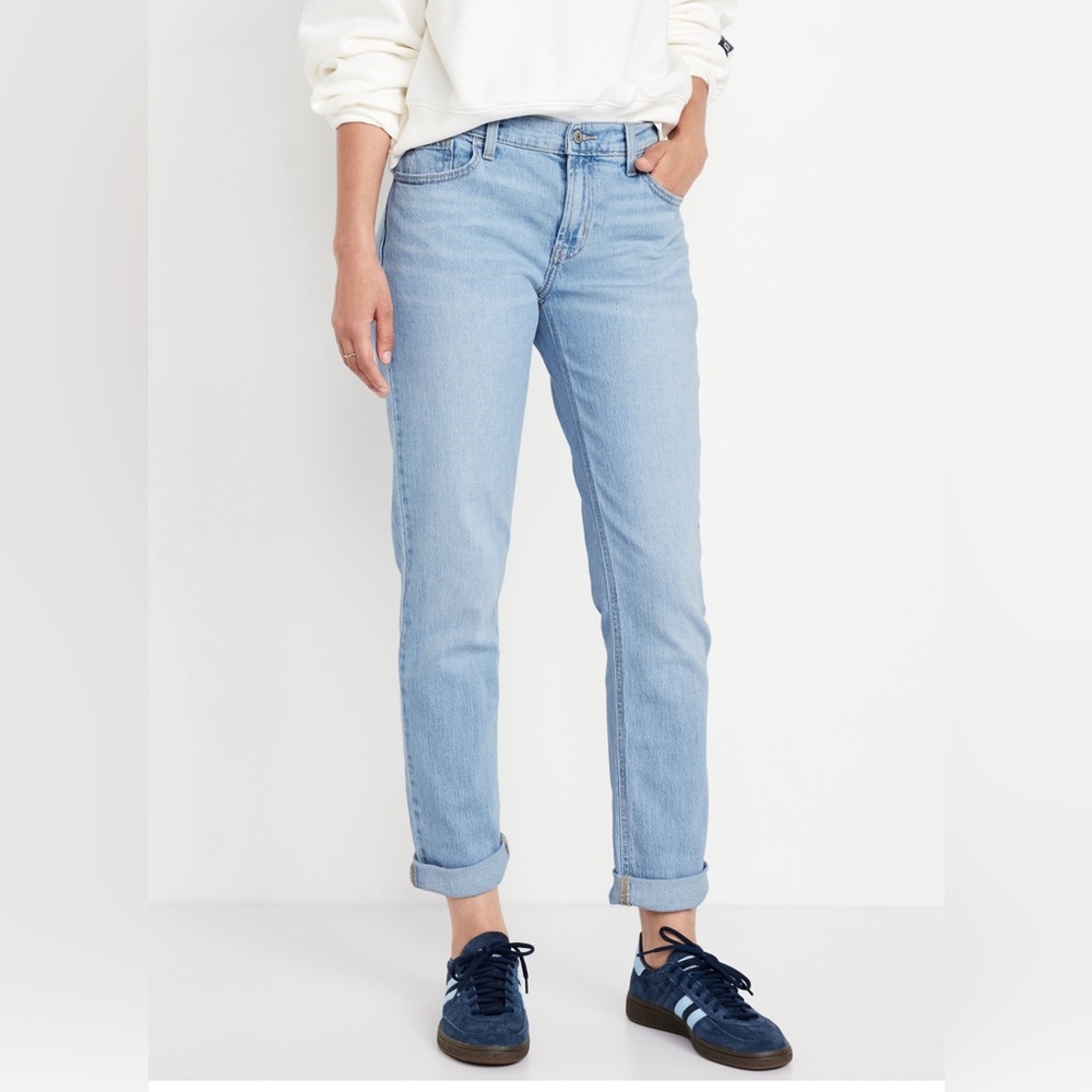 Mid rise wow Boyfriend Straight Jeans
